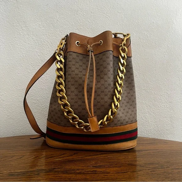 Rehab Bag Vintage Gucci Micro GG Supreme Sherry Line Bucket Bag - Picture 14 of 15